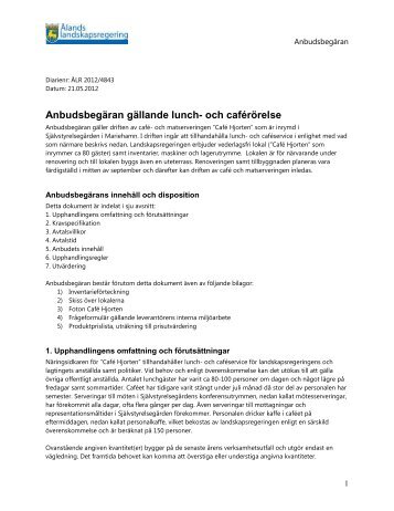 Anbudsbegäran - Ålands landskapsregering