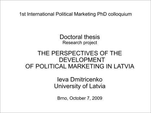 Doctoral thesis THE PERSPECTIVES OF THE DEVELOPMENT OF ...