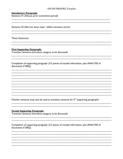 thesis template apush
