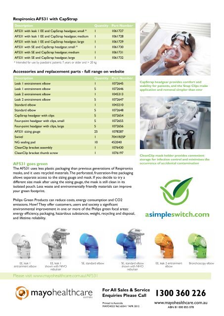 Respironics AF531 brochure - Mayo Healthcare