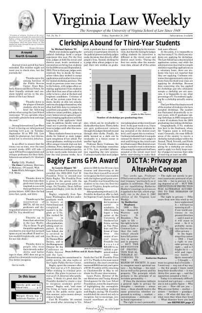 September 26, 2003 - Virginia Law Weekly