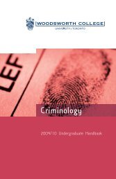 Criminology - Woodsworth College - University of Toronto