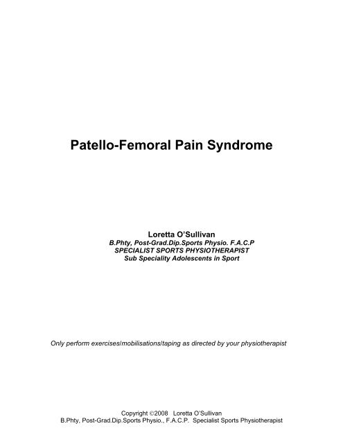 Patello-Femoral Pain Syndrome - Twelve9Teen Sports Physiotherapy