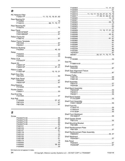 Washer-Extractor Parts Manual - UniMac