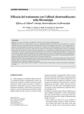 Efficacia del trattamento con Cellfood (deutrosulfazyme) - Reumatismo