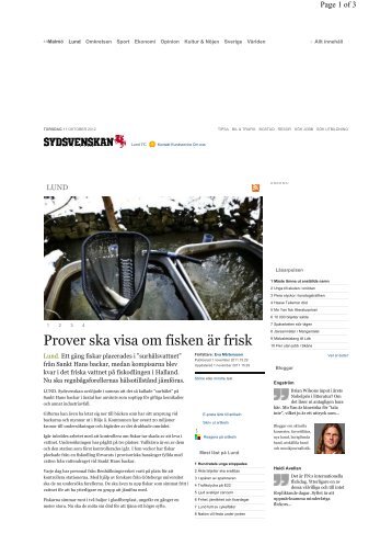 Artikel i Sydsvenskan 2011-11-01 - HÃ¶je Ã¥ vattenrÃ¥d