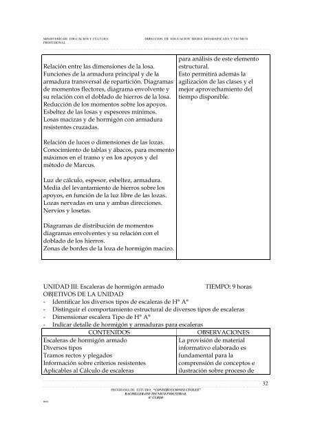 Programa de Estudios Construcciones Civiles 6Âº Curso