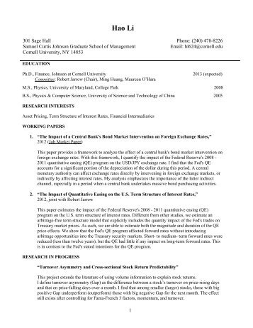 Resume Template - Johnson Graduate School of Management ...