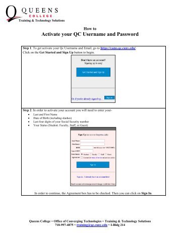 Activate your QC Username & QC Email - cams . qc . cuny .edu