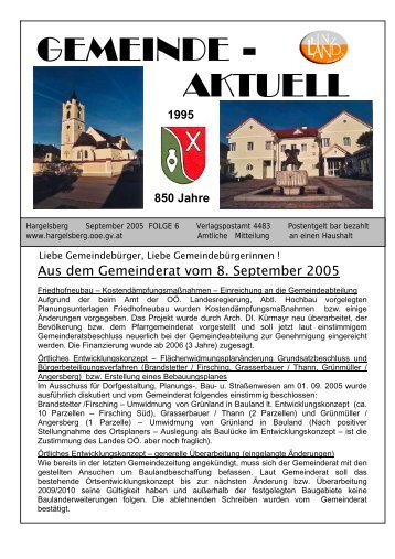 AKTUELL GEMEINDE - - Gemeinde Hargelsberg