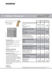 Datos Técnicos Lotus 23 SP - Siemens Hearing Instruments