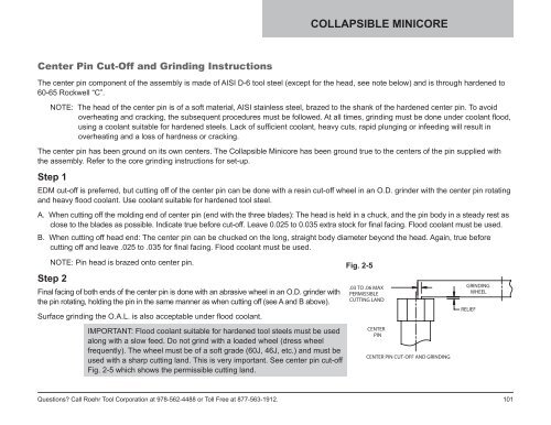 Collapsible Core & Collapsible Minicore - Roehr Tool Corporation