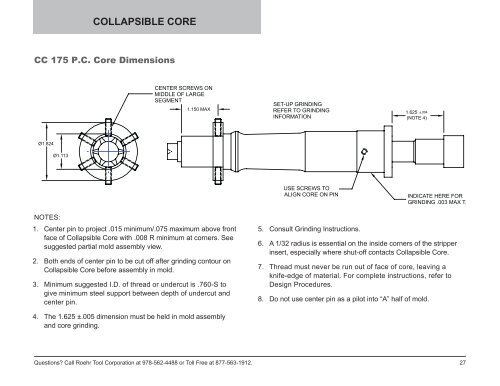 Collapsible Core & Collapsible Minicore - Roehr Tool Corporation