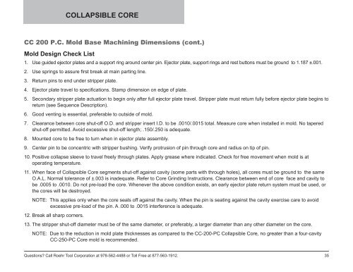 Collapsible Core & Collapsible Minicore - Roehr Tool Corporation