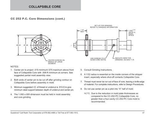 Collapsible Core & Collapsible Minicore - Roehr Tool Corporation