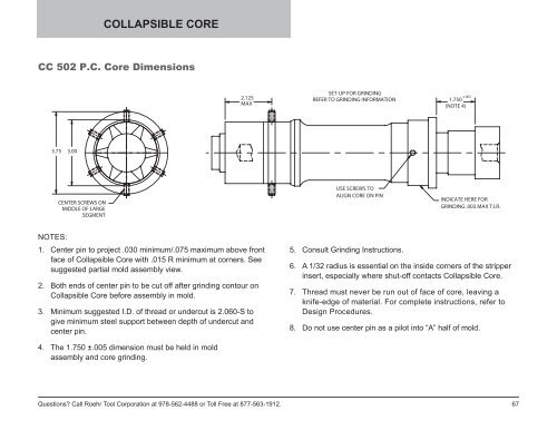 Collapsible Core & Collapsible Minicore - Roehr Tool Corporation