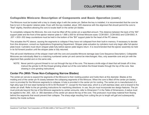 Collapsible Core & Collapsible Minicore - Roehr Tool Corporation