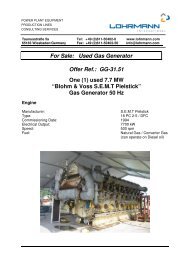 For Sale: Used Gas Generator Offer Ref.: GG-31.51 One ... - Lohrmann