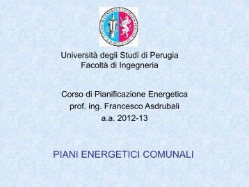 PIANI ENERGETICI COMUNALI (PEC) - CIRIAF