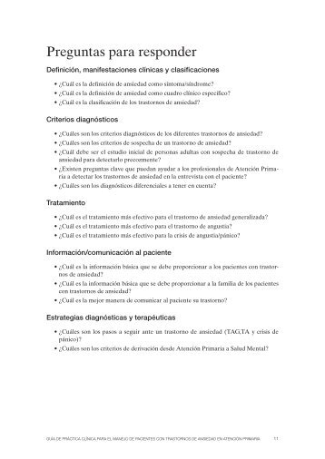 Preguntas, Recomendaciones y Algoritmos de la GPC de Ansiedad