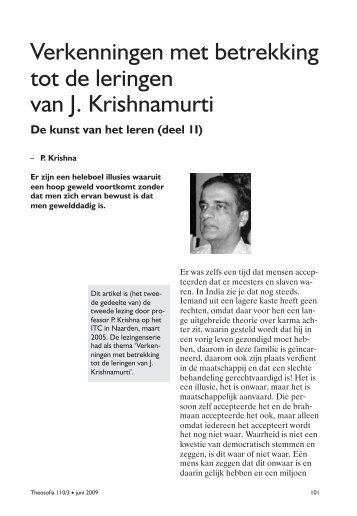 Verkenningen met betrekking tot de leringen van J. Krishnamurti