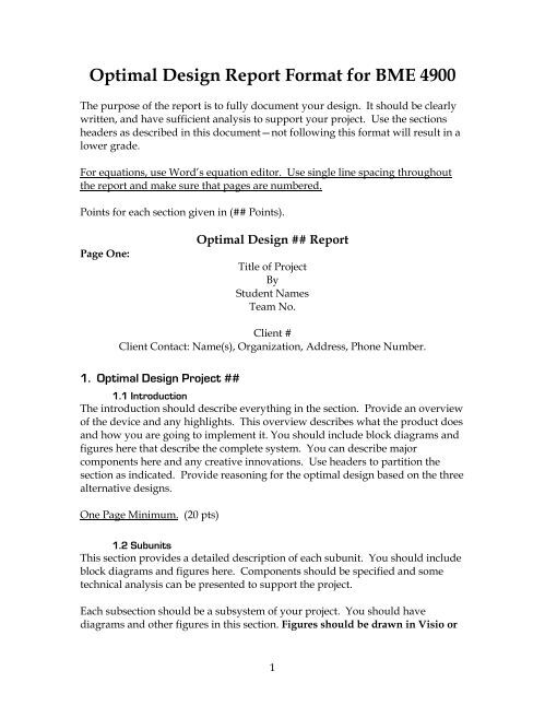 Report Reference Example Design Optimal Design Report Format