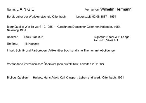 Name: LANGE Vornamen: Wilhelm Hermann - Universitätsbibliothek ...