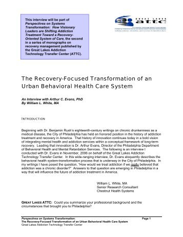 Creating a Recovery-Oriented System of Care - the ATTC Network