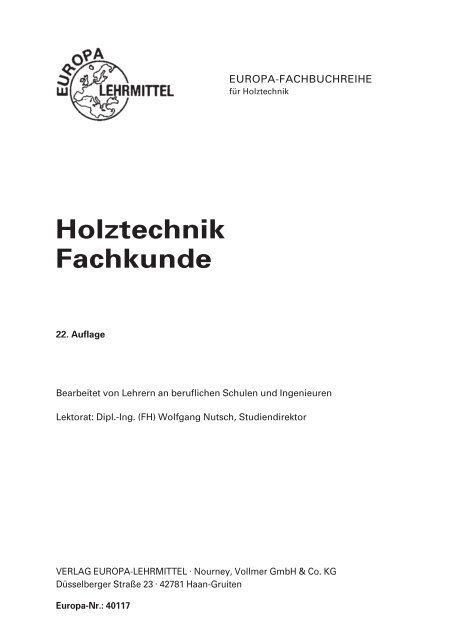 Holztechnik Fachkunde