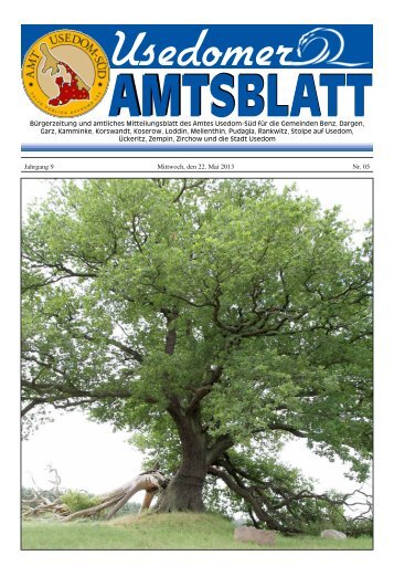 Jahrgang 9 Mittwoch, den 22. Mai 2013 Nr. 05 - Amt Usedom SÃ¼d