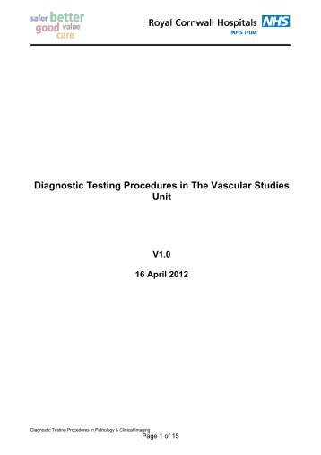 Diagnostic Testing Procedures in Vascular Studies Unit - the Royal ...