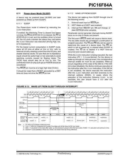 PIC16F84A 18-pin Enhanced Flash/EEPROM 8-Bit MCU Data Sheet