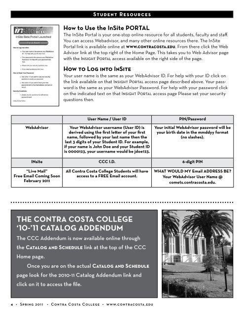 InStrUCtIOn BEgInS JanUary 22 EnrOLL EarLy - Contra Costa College