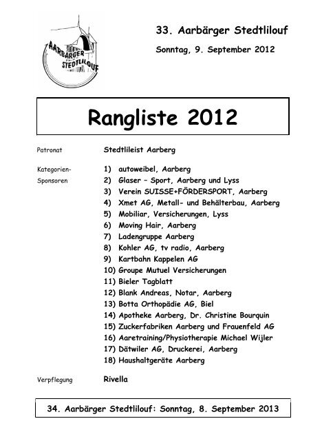 Rangliste 2012 - Aarberger Stedtlilouf