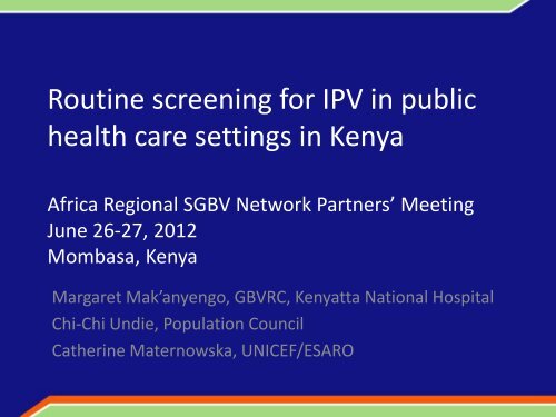 Routine screening for IPV in public health care settings in Kenya