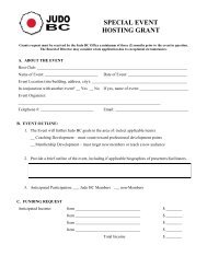 Special Event Hosting Grant Application Form - Judo BC