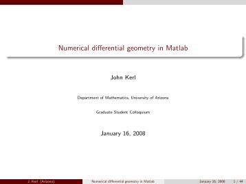 Numerical differential geometry in Matlab - Johnkerl.org