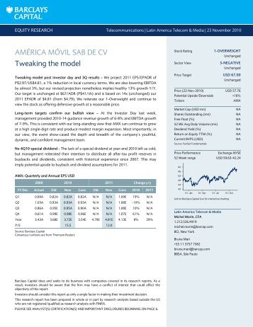 AMÃRICA MÃVIL SAB DE CV Tweaking the model - negocios