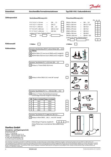 GeschweiÃte FernwÃ¤rmestationen Typ DSE-I1B (1 SekundÃ¤rheizkreis)