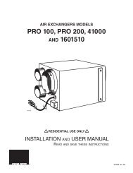 PRO 100, PRO 200, 41000 and 1601510 Installation and ... - Venmar