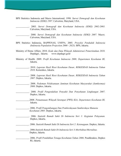 Indonesia Health Profile 2010