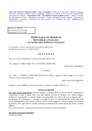 TRIBUNALE DI MODENA - fondazione forense modenese