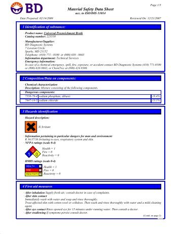 Material Safety Data Sheet - Weber Scientific