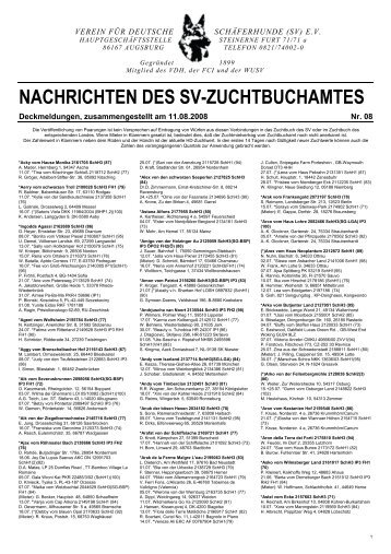 NACHRICHTEN DES SV-ZUCHTBUCHAMTES - von Trumelo