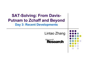 SAT-Solving: From Davis- Putnam to Zchaff and Beyond - Centre for ...