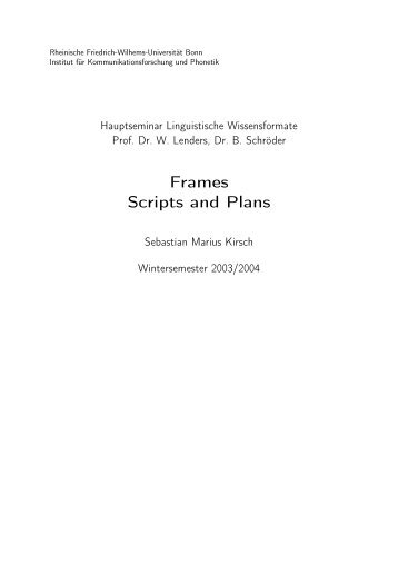 Frames Scripts and Plans - Sebastian Marius Kirsch