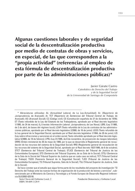 Algunas cuestiones laborales y de seguridad social de la ...