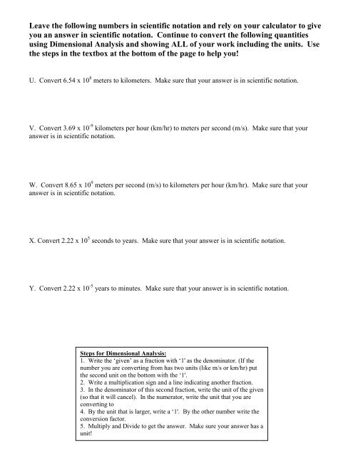 leave the following numbe unit conversion worksheet answers