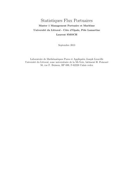 Statistiques Flux Portuaires - LMPA - UniversitÃ© du Littoral-CÃ´te-d ...