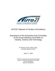 AUTO21 Network of Centres of Excellence Submission to the ...